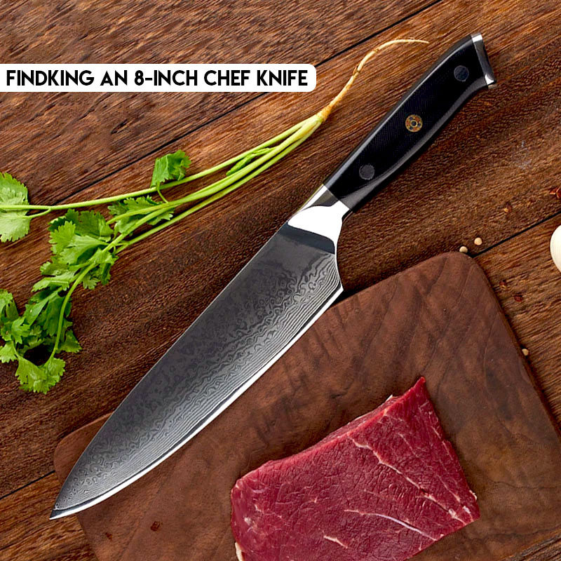 FindKing's 8-inch chef knife with a great handle that fits in your hand like a glove.