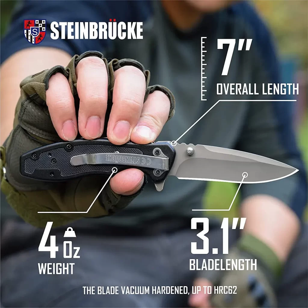 5 Best STEINBRÜCKE Pocket Knives Review 1 Sandvik 14C28N Blade Pocket Folding Knife