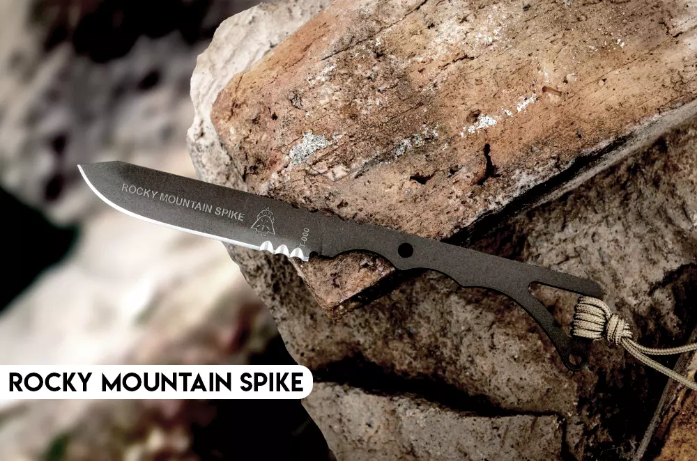 Rocky Mountain Spike is a great little fixed blade knife. It has a very sturdy and good looking sheath.
